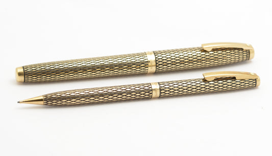 Sheaffer 14K Gold Filled Imperial Sovereign Fountain Pen & Pencil Cased Set (B2602)