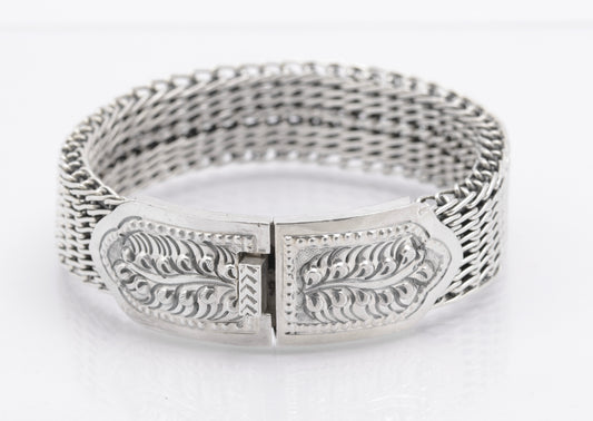 Vintage Sterling Silver High Quality & Heavy Woven Link Bracelet (B2615)