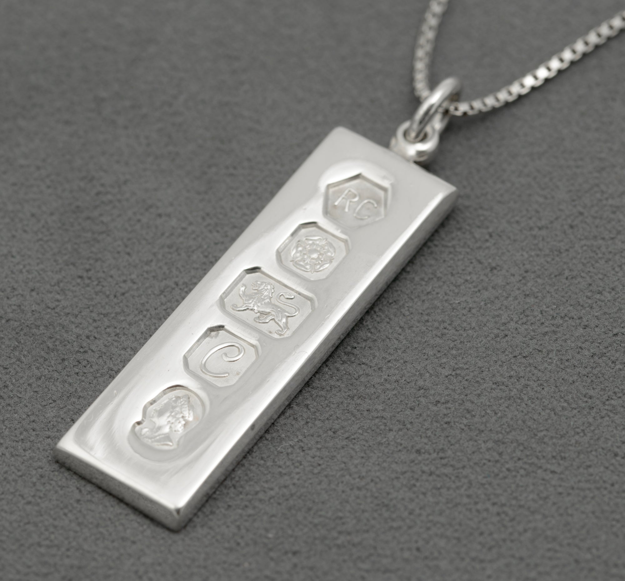 Vintage Sterling Silver Ingot Pendant Necklace Feature Hallmarks
