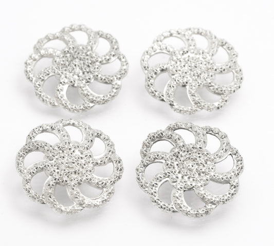 4 Antique Victorian/Edwardian Chester Sterling Silver Buttons By Charles Horner (B2639)