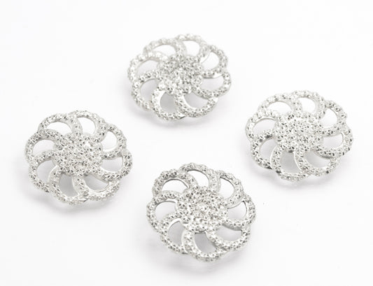 4 Antique Victorian/Edwardian Chester Sterling Silver Buttons By Charles Horner (B2639)