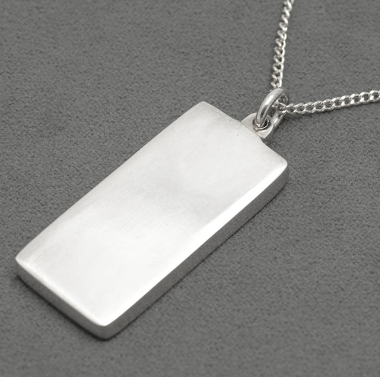 Vintage Sterling Silver Ingot Pendant Necklace Queen Elizabeth II Silver Jubilee (B2644)