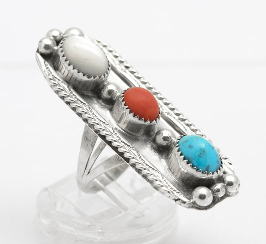 Vintage Arthur J Williams Navajo Artist Sterling Silver Statement Ring (B2649)