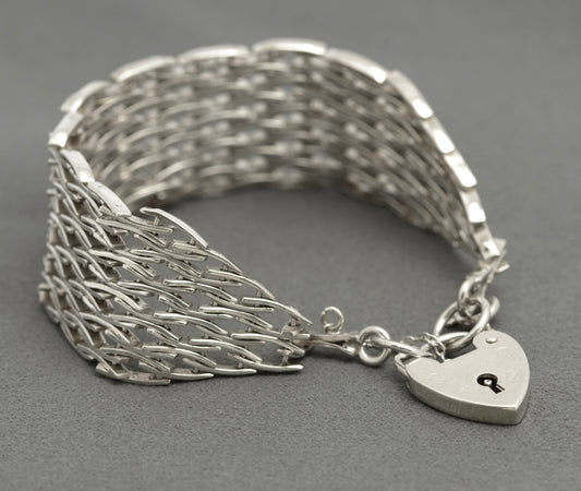 Vintage Sterling Silver Gate Bracelet Variant Five Bar Hallmarked 1976 London (B2653)