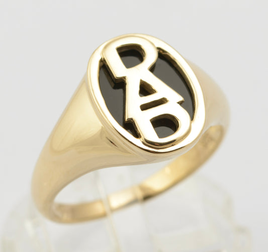 9ct Solid Gold DAD Signet Ring With Black Onyx - Hallmarked - Gift Boxed (B2661)