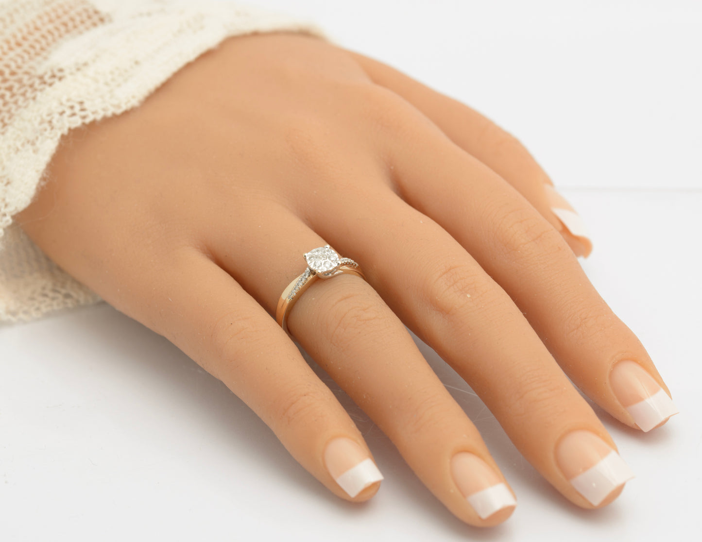 Vintage 9ct Gold & Natural Diamond Multi Set Ring With Crossover Head Size M (C2678)