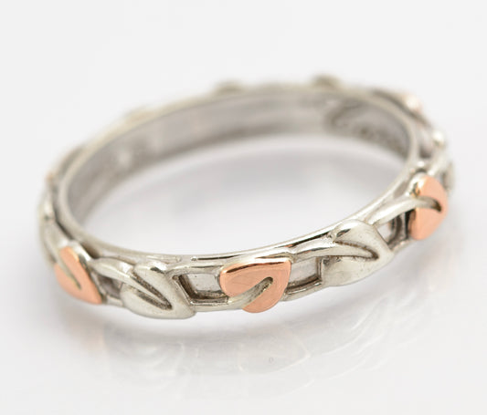 Clogau Tree Of Life Ring In Sterling Silver With Rose Gold Leaves Size S (C2697)