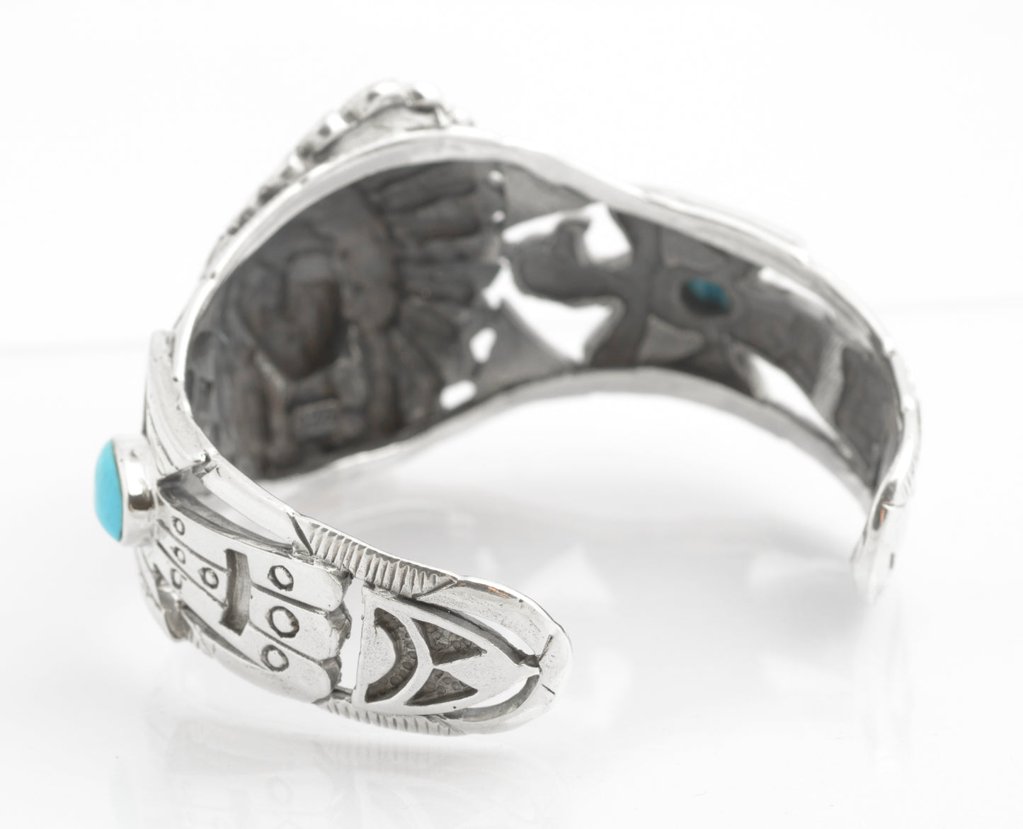 Vintage Sterling Silver & Turquoise Native American Indian Statement Bangle (C2704)
