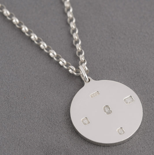 Vintage Sterling Silver 1977 Jubilee Ingot Pendant Necklace Double Sided (C2757)