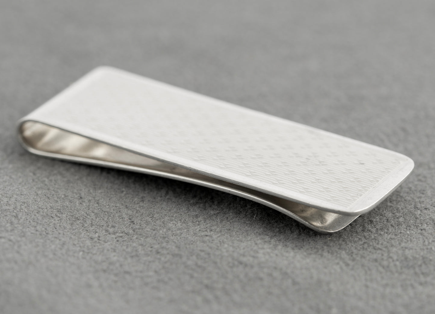 Vintage Sterling Silver Money Clip Engine Turned Hallmarked 1998 M Kamin & Co (C2763)