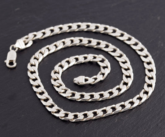 Vintage Sterling Silver Cut Curb Link Chain Necklace Hallmarked 1980's 53cm (C2765)