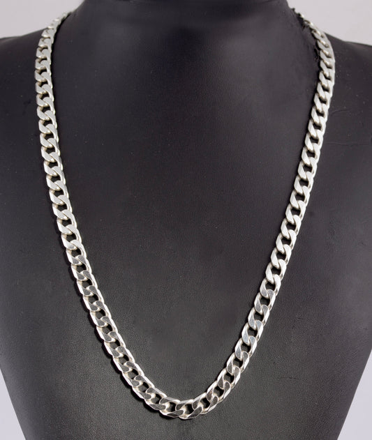 Vintage Sterling Silver Cut Curb Link Chain Necklace Hallmarked 1980's 53cm (C2765)