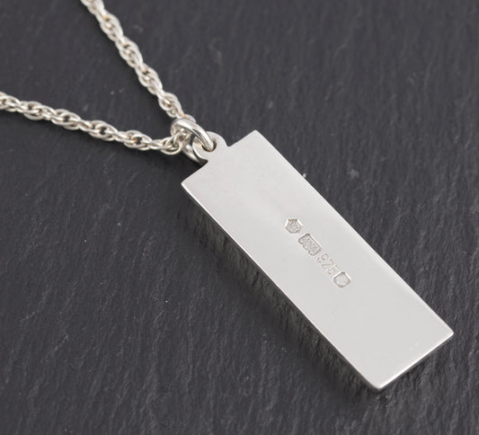 Vintage Sterling Silver Heavy Bullion Ingot Pendant Necklace 1977 Jubilee (C2776)