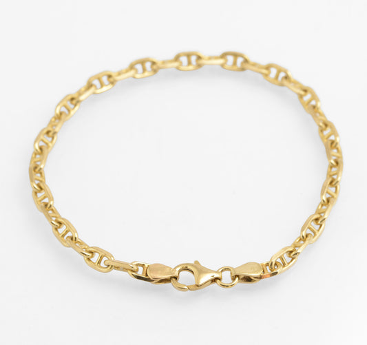 Vintage 9ct Solid Yellow Gold Bracelet Mariner Chain Links London Hallmark (C2787)