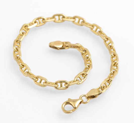 Vintage 9ct Solid Yellow Gold Bracelet Mariner Chain Links London Hallmark (C2787)