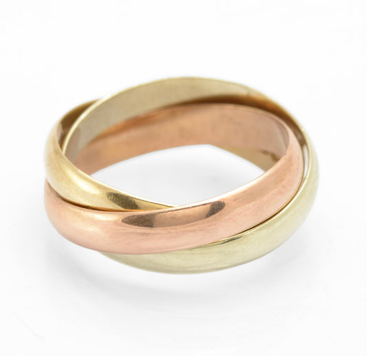 Vintage 9ct Gold Tri Band Wedding Ring Yellow / Rose Gold Hallmark 1990 (C2799)
