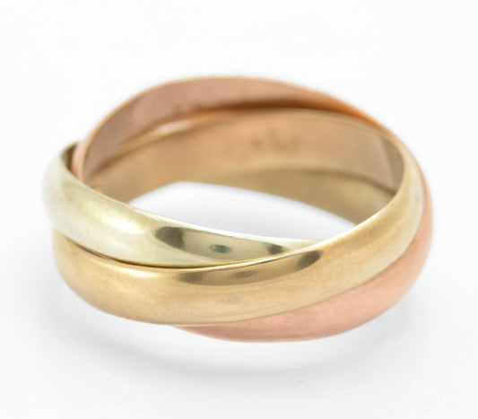Vintage 9ct Gold Tri Band Wedding Ring Yellow / Rose Gold Hallmark 1990 (C2799)