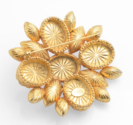 Vintage Joan Rivers Maltese Cross Large Statement Brooch Faux Turquoise 1980's (C2810)