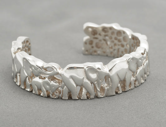 Suarti Sterling Silver Heavy & Chunky Elephant Cuff Bangle Hallmarked 2003 (C2811)