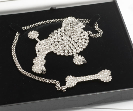 Vintage Monty Don Poodle & Bone Statement Brooch Two Part Piece 1980's (C2812)