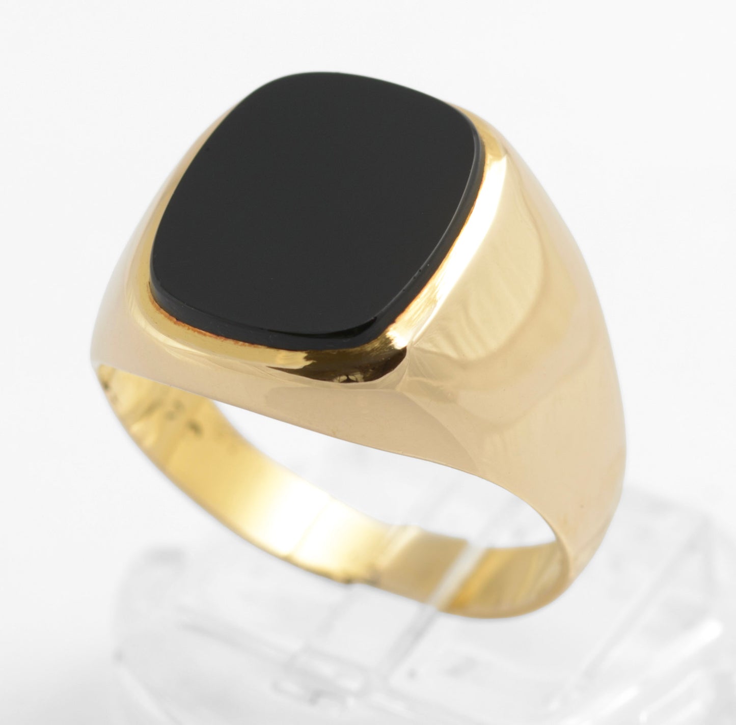 Vintage 9ct Gold & Black Onyx Panel Signet Ring Classic Men's 1970's UK Size U (C2828)
