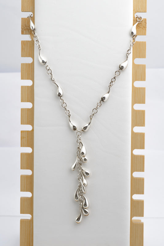 Vintage Sterling Silver Teardrop Necklace - Dropper Section & Birmingham Hallmark (C2838)
