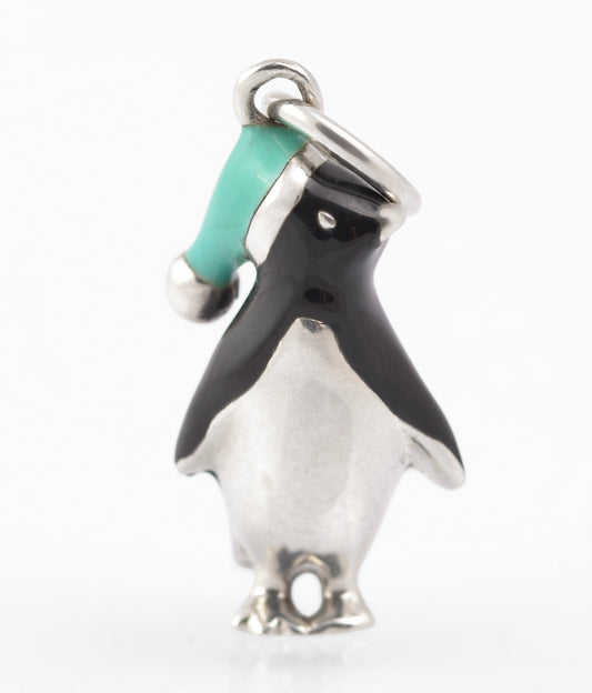Tiffany & Co. Sterling Silver & Enamel Penguin Charm With Hat (C2885)