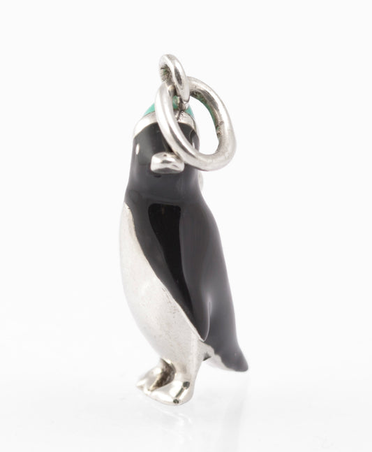 Tiffany & Co. Sterling Silver & Enamel Penguin Charm With Hat (C2885)
