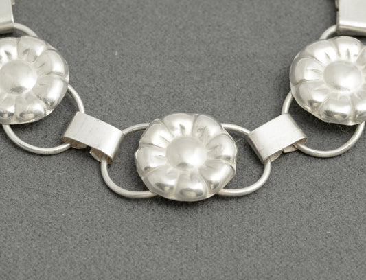 Vintage Han Jensen Danish Scandi 830 Silver Flowerhead Bracelet c.1967 (C2895)