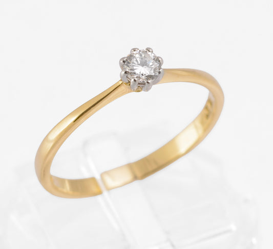 Vintage 18ct Gold Diamond Solitaire Ring Round Brilliant Cut UK Size O (C2901)