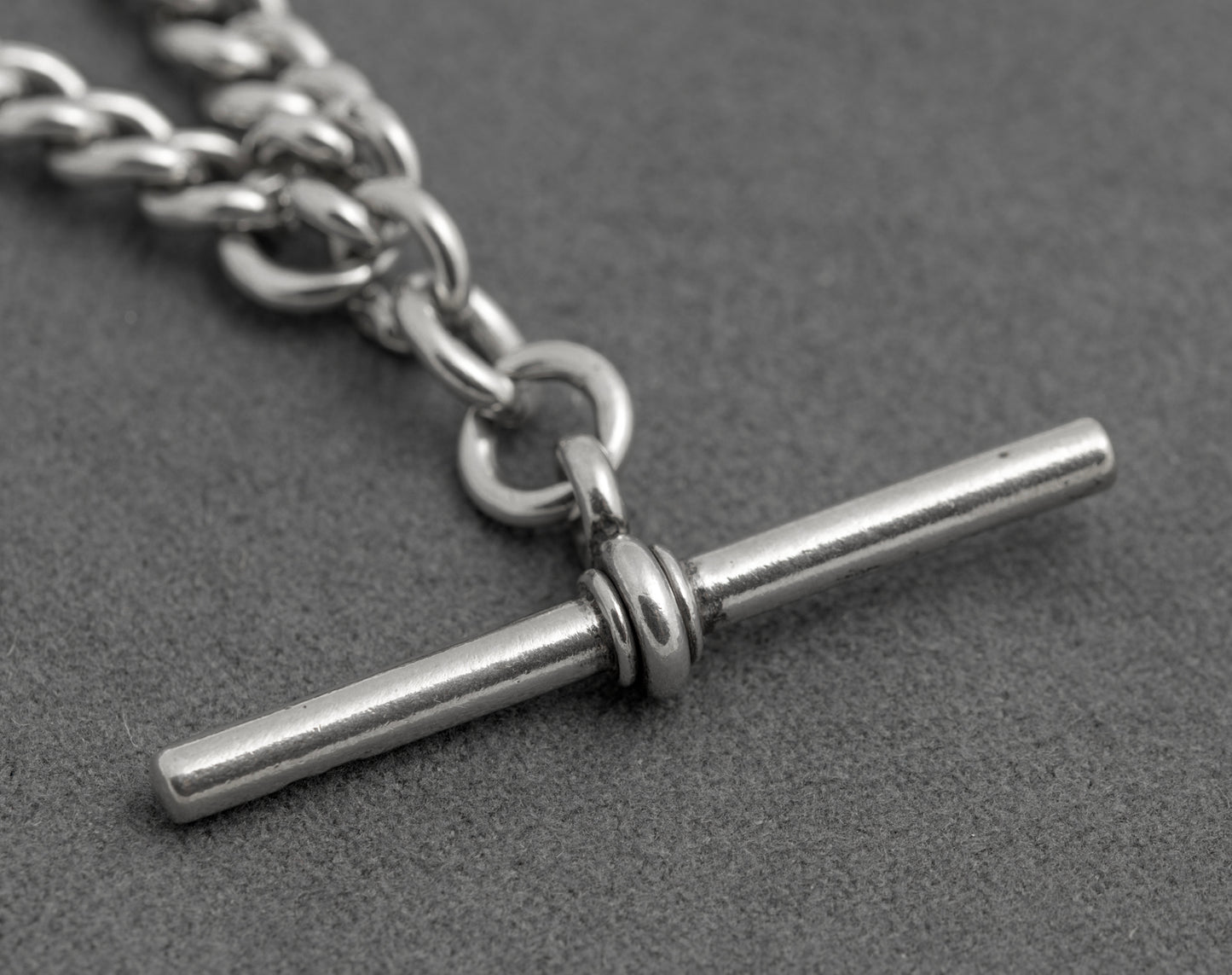 Antique Victorian Sterling Silver Albert Watch Chain T Bar & Fob Hallmarked 1898 (C2917)