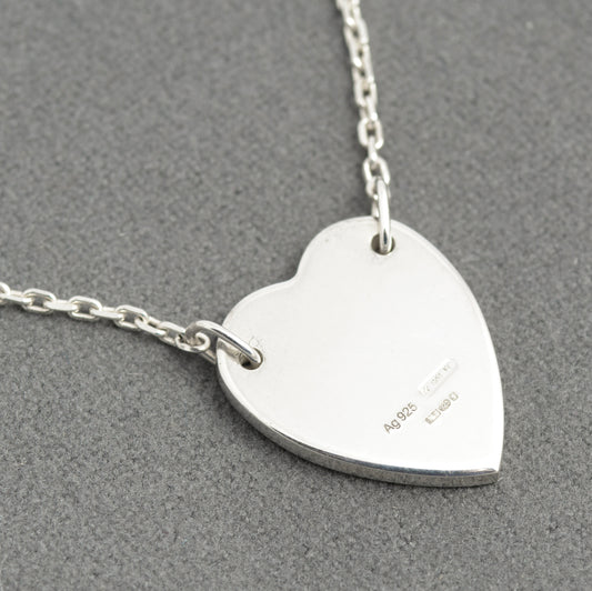 Genuine Vintage Gucci Sterling Silver Heart Tag Pendant Necklace (C2922)