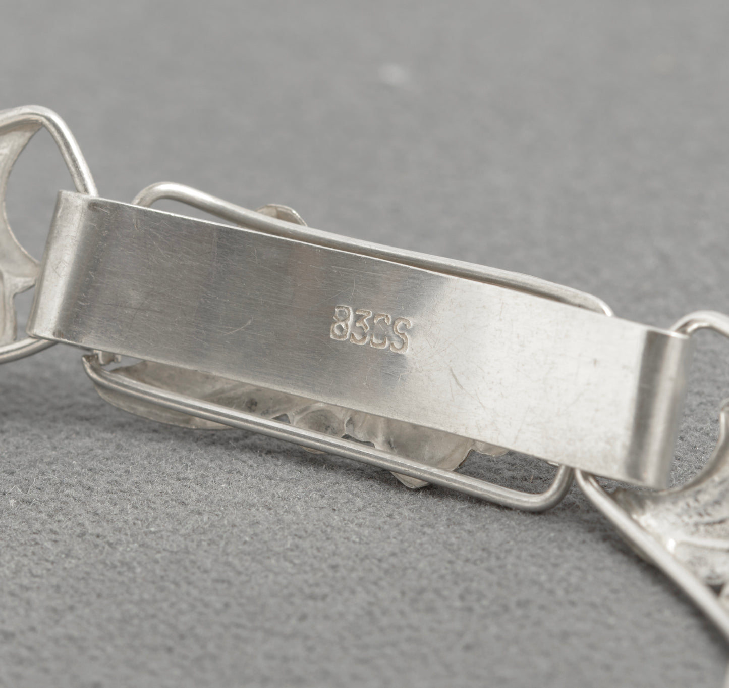 Scandinavian 830 Silver Panel Link Bracelet - Handmade - Mid‑Century Modern (C2932)