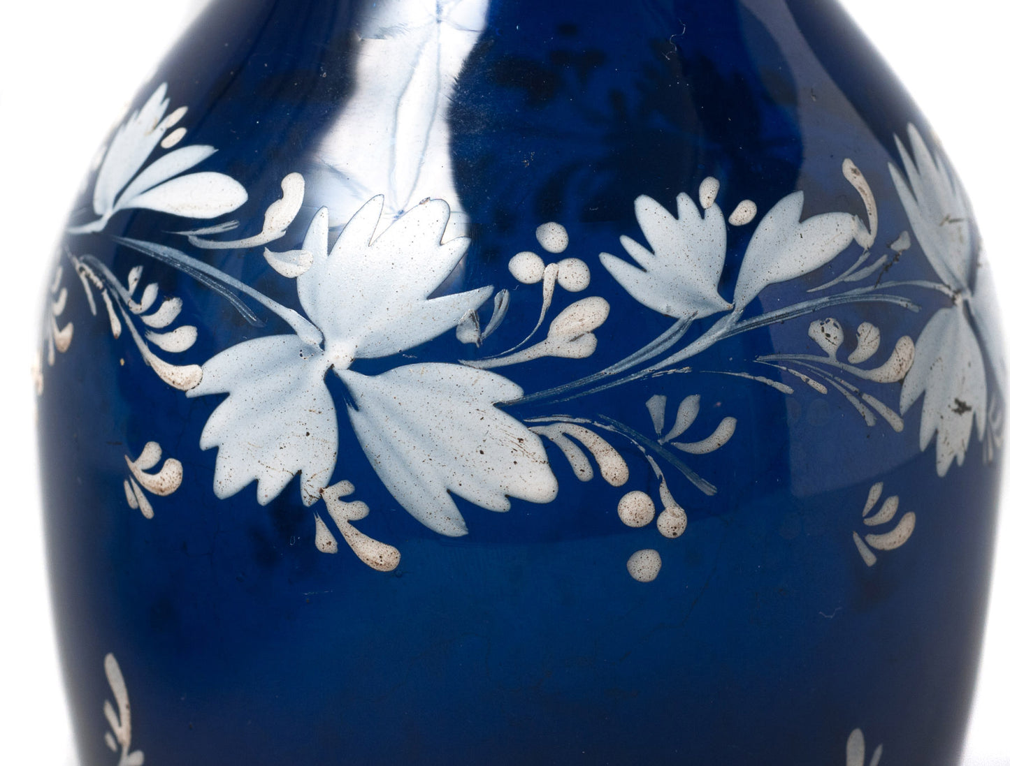 Antique Rare Georgian Bristol Blue Glass Decanter with Hand Painted Enamel c1790 (Code 0323)