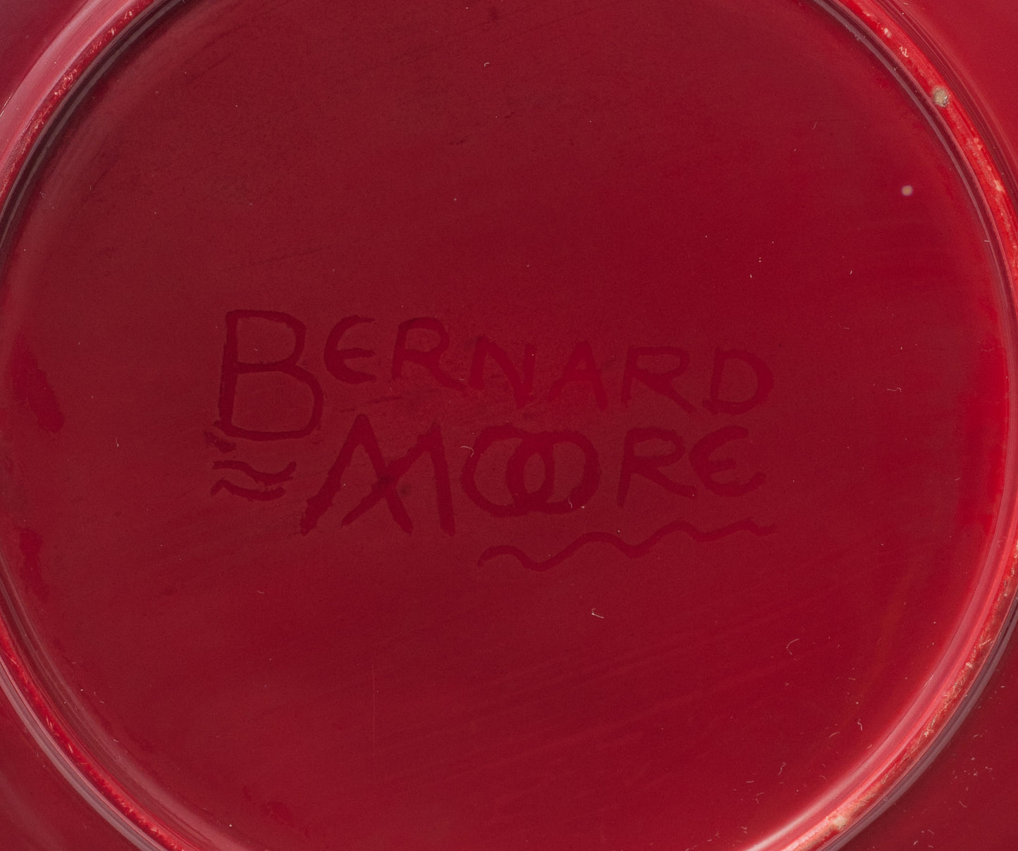 Signed Antique Bernard Moore Red Flambe & Crystalline Glaze Art Pottery Plate B (Code 0616)