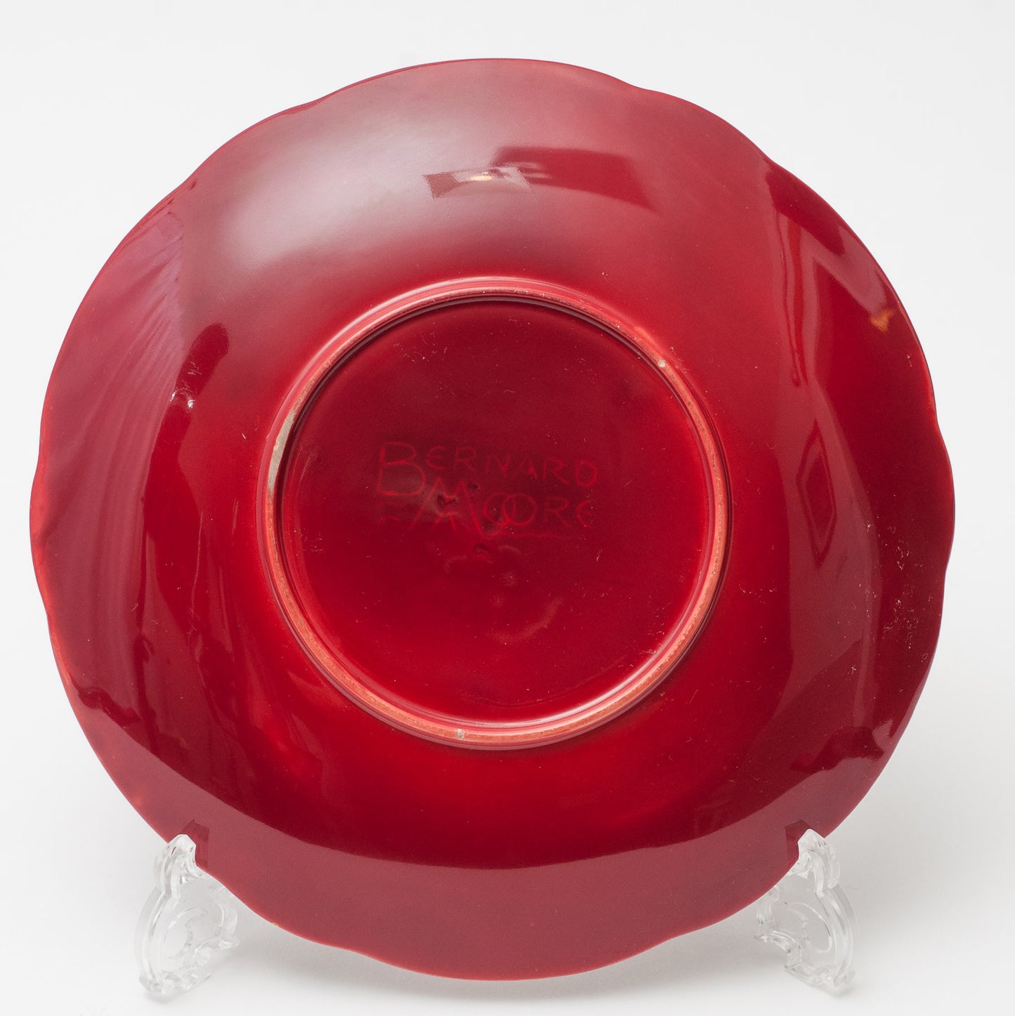 Signed Antique Bernard Moore Red Flambe & Crystalline Glaze Art Pottery Plate D (Code 0618)