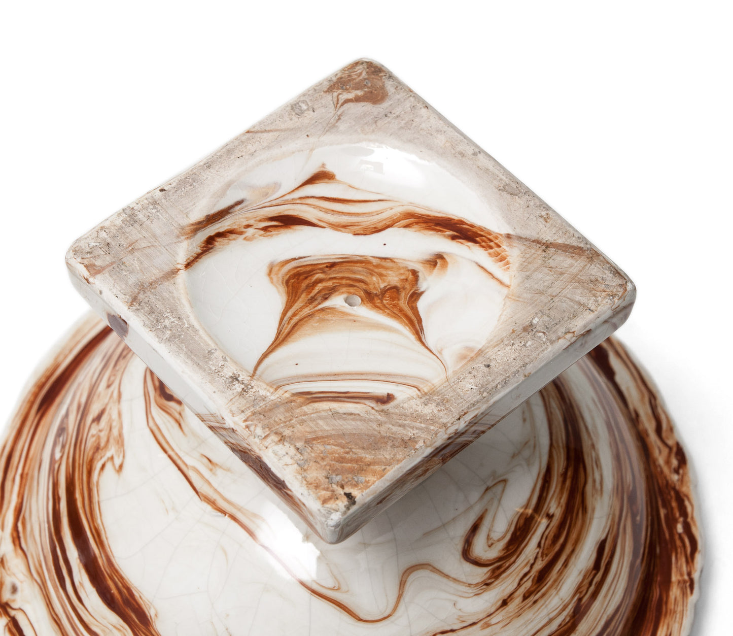 Pair Antique Neo Classical Marble Glaze Pottery Comports - Early 19th Century (Code 0875)