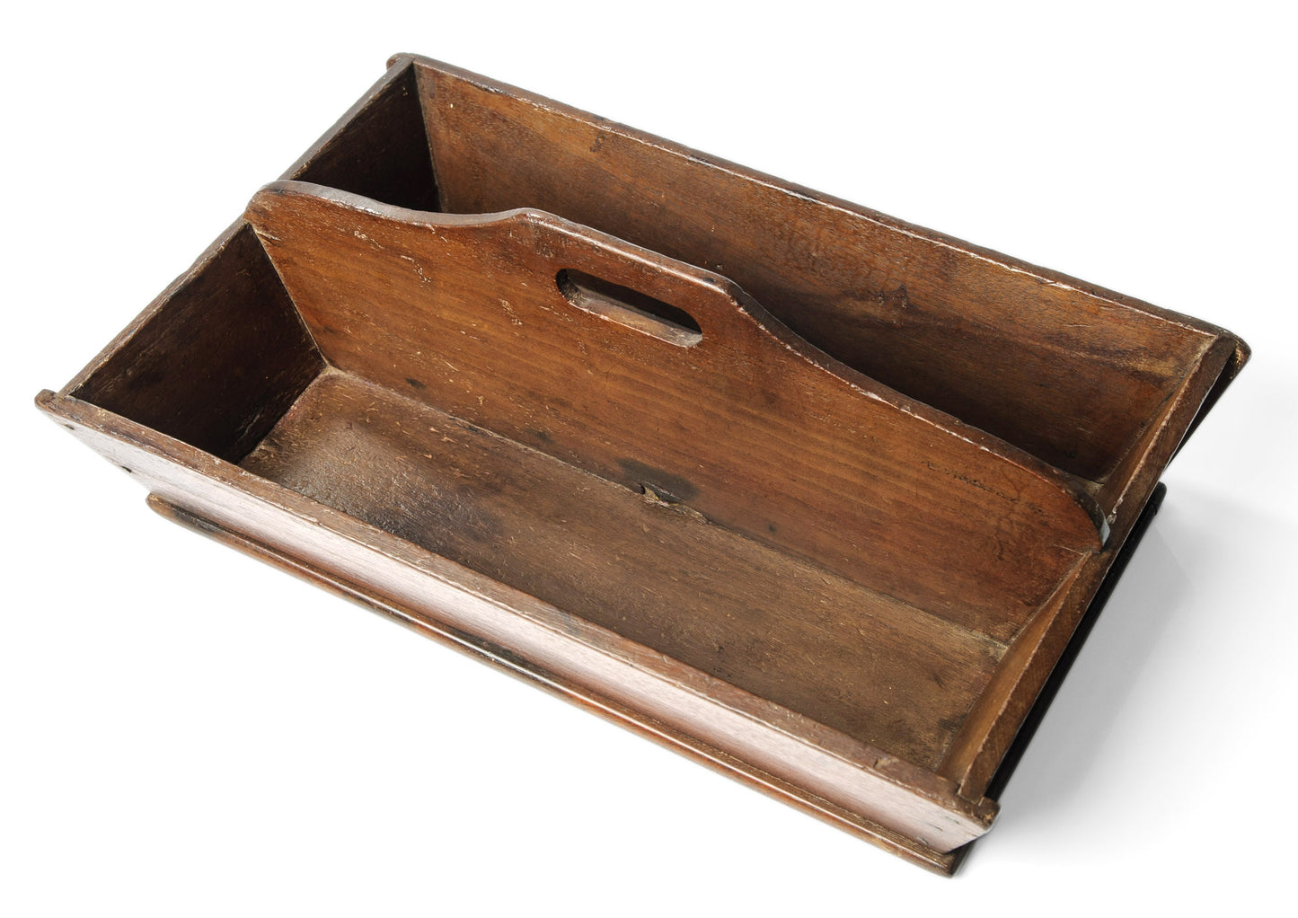 Antique Victorian Provincial Rustic Mahogany Two Division Cutlery Tray / Carrier (Code 1046)