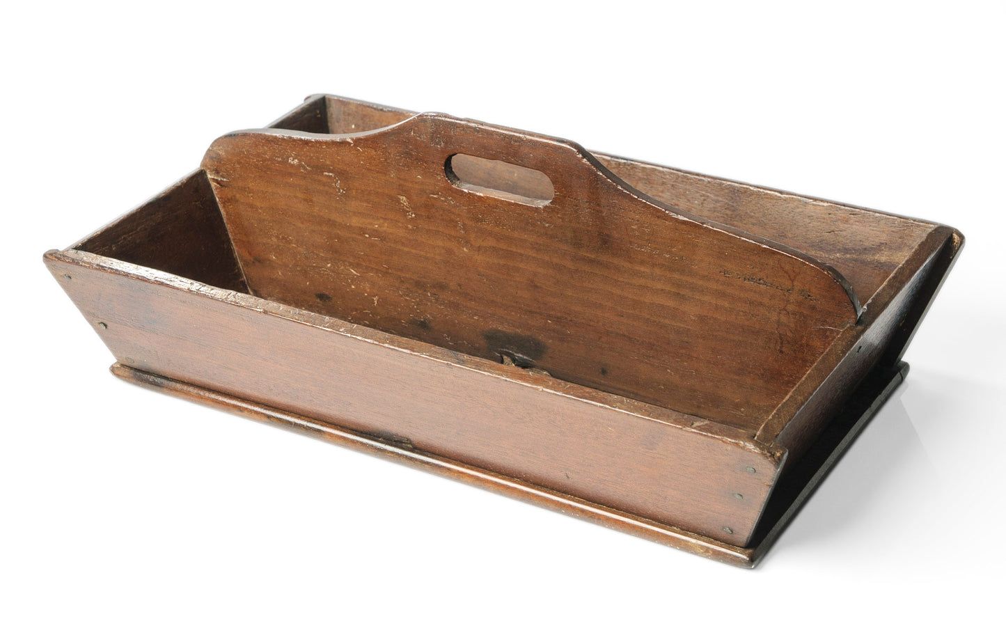 Antique Victorian Provincial Rustic Mahogany Two Division Cutlery Tray / Carrier (Code 1046)