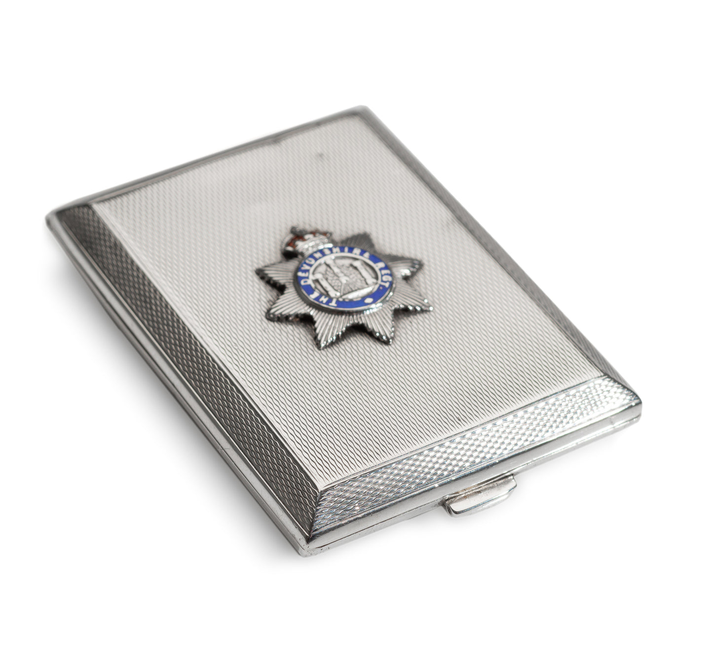Art Deco Devonshire Regiment Silver & Enamel Match Book Vesta Case with Insignia (Code 1244)