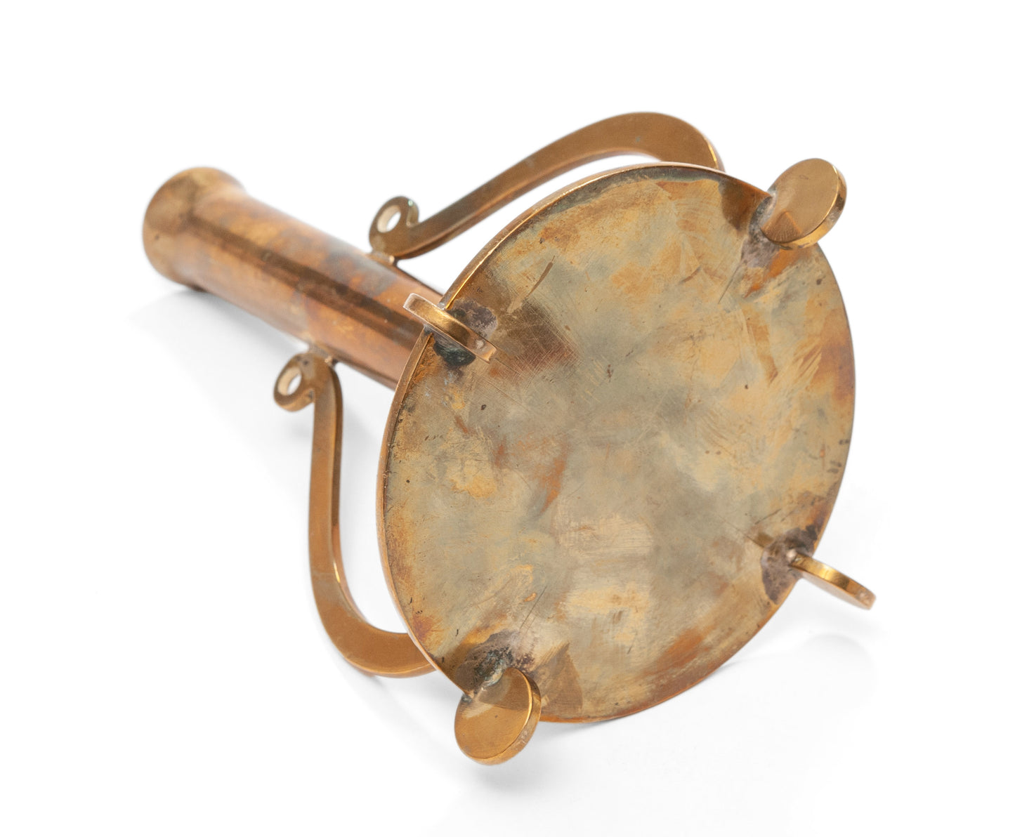 Antique Arts & Crafts Hand Made Brass Candlestick with Decorative Scrolls (Code 1269)