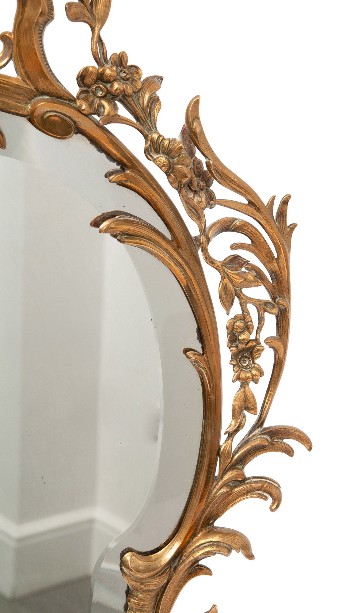 Antique Brass Mirror with Bird Early 20th Century Highly Decorative Shape (Code 1457)