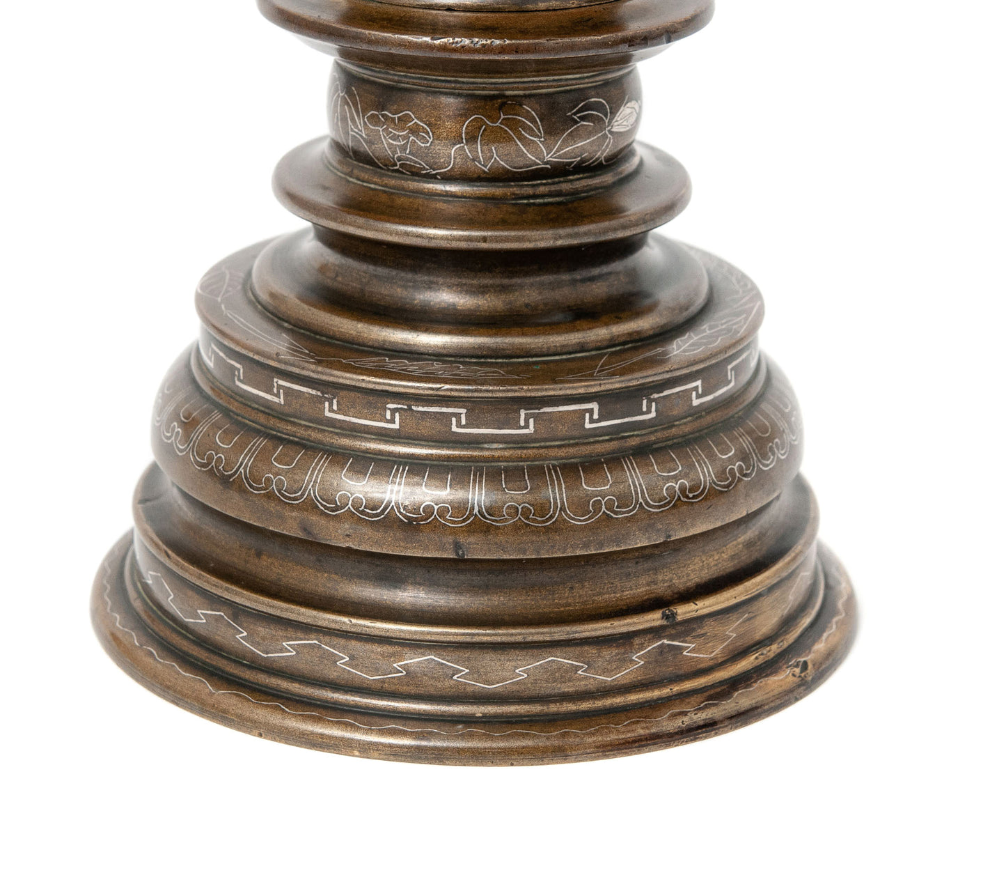 Fine Antique Meiji Period Japanese Bronze & Mixed Metal Inlaid Patinated Vase (Code 1463)