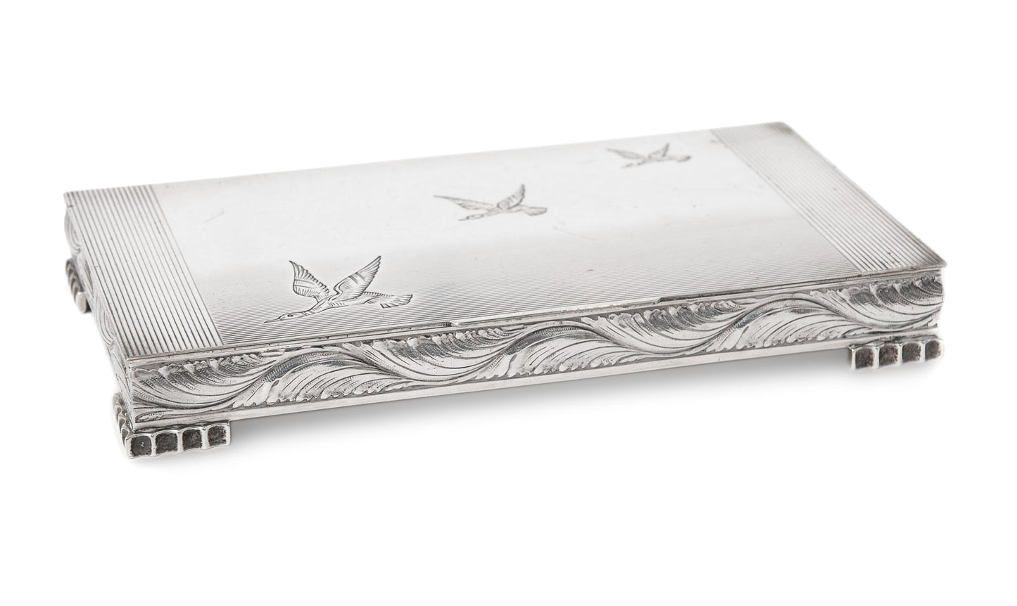 Vintage Hamilton & Co Calcutta India Solid Silver Desk Box with Mallard Ducks (Code 1537)