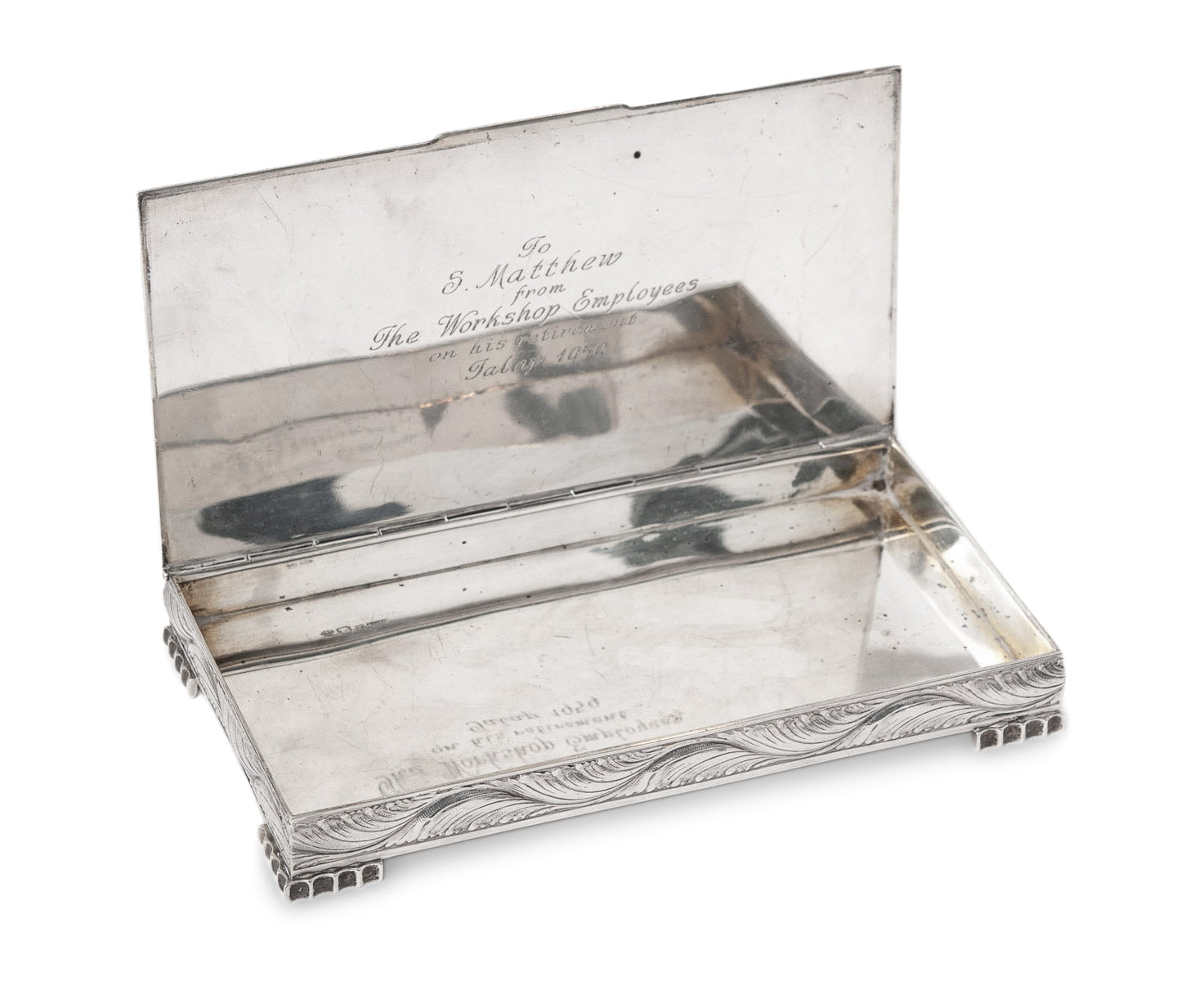 Vintage Hamilton & Co Calcutta India Solid Silver Desk Box with Mallard Ducks (Code 1537)