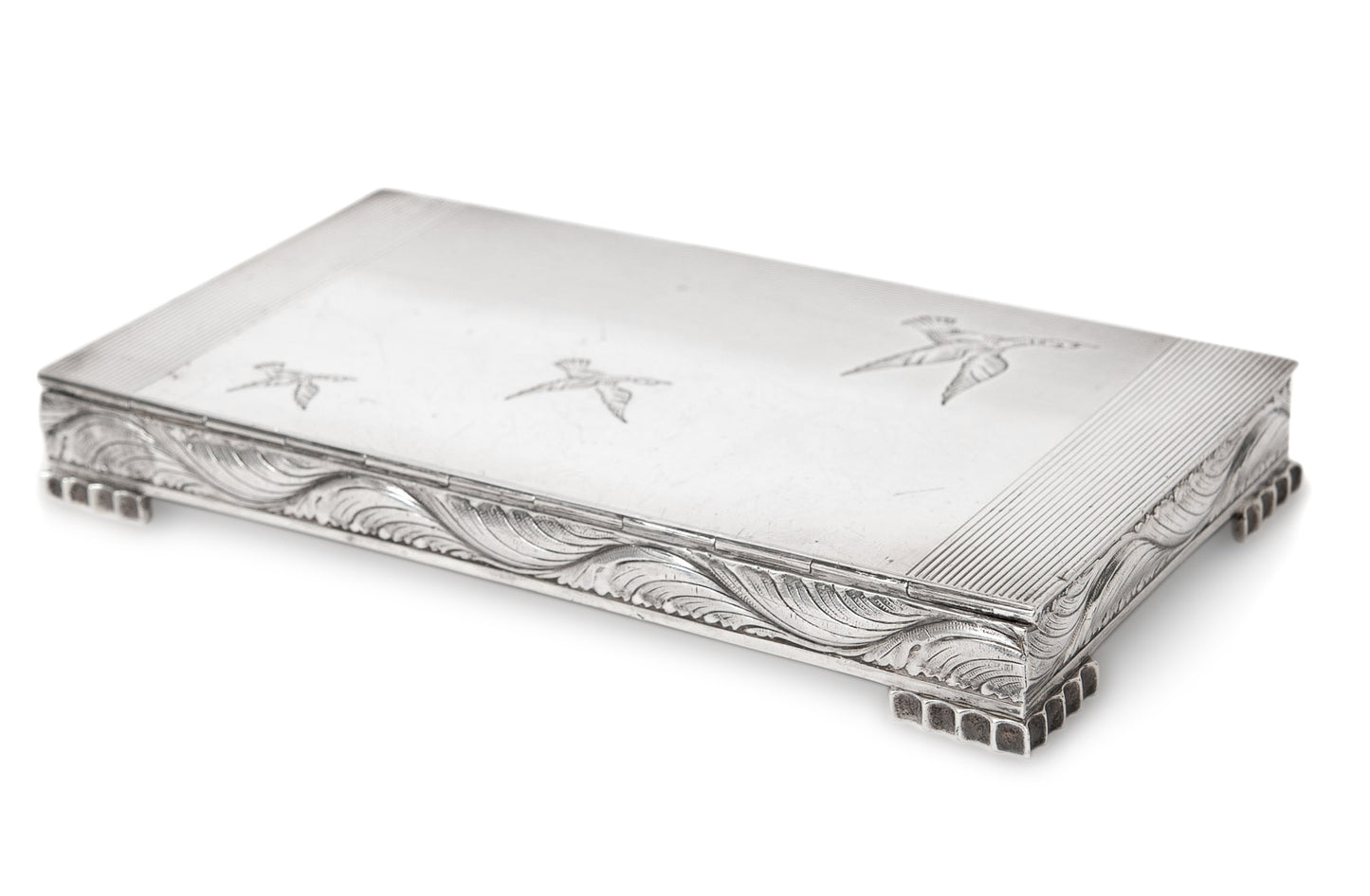 Vintage Hamilton & Co Calcutta India Solid Silver Desk Box with Mallard Ducks (Code 1537)