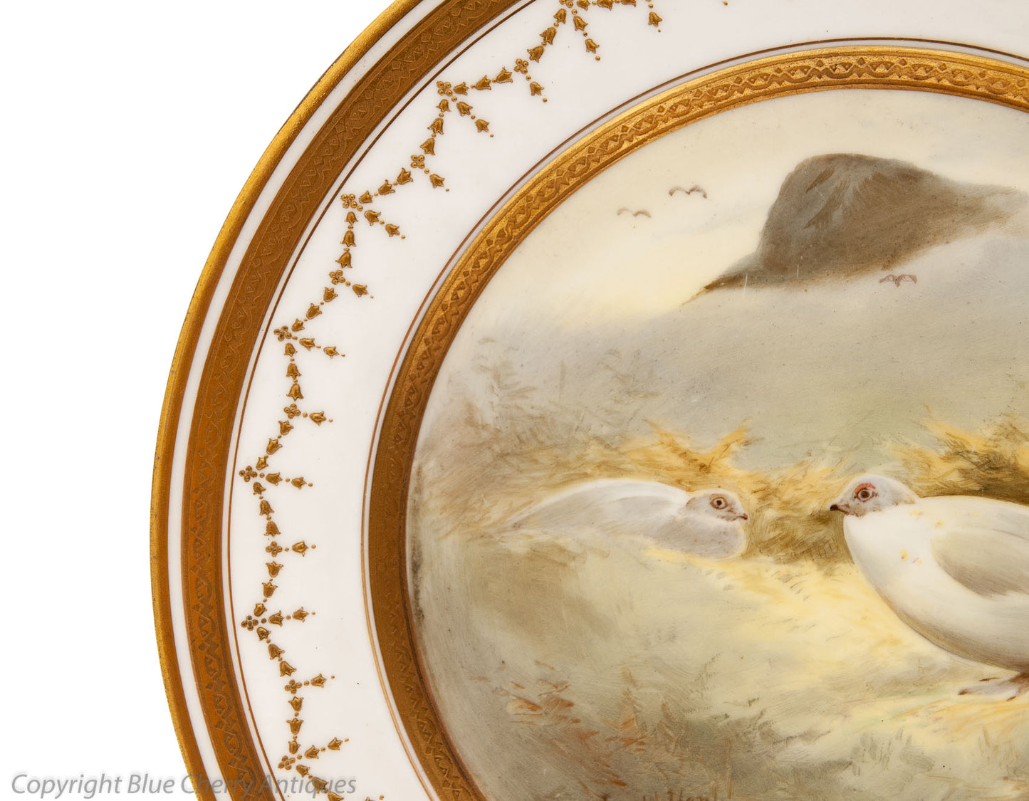 Antique Royal Doulton for Tiffany Joseph Hancock Hand Painted Ptarmigan Plate (Code 1672)