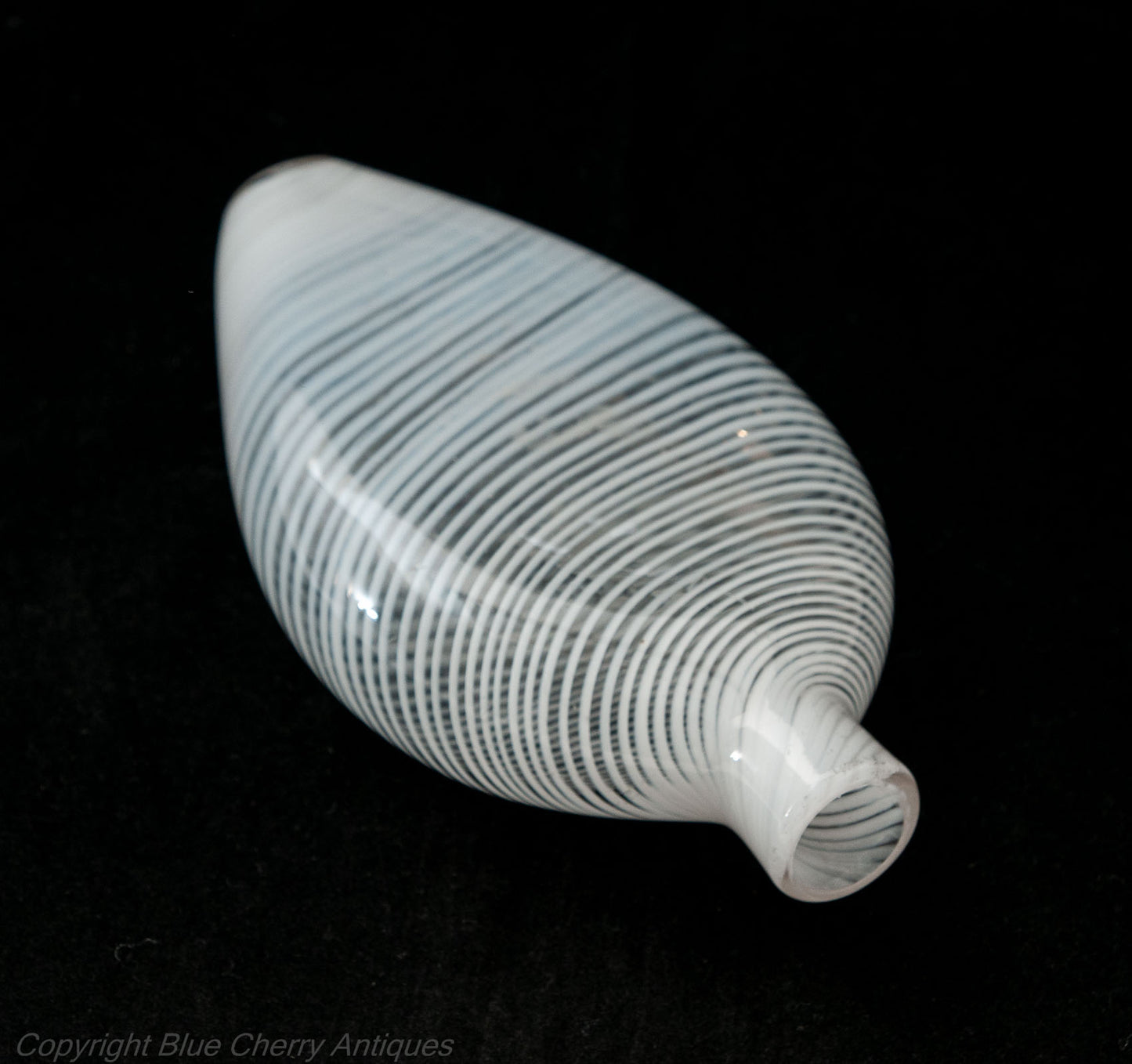 Antique Nailsea Bristol Glass White Spiral Band Decorated Drinks Flask c1860 (Code 1768)