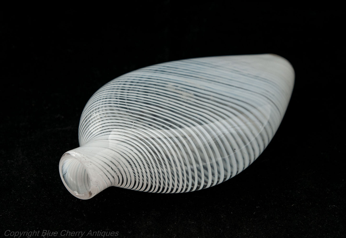 Antique Nailsea Bristol Glass White Spiral Band Decorated Drinks Flask c1860 (Code 1768)
