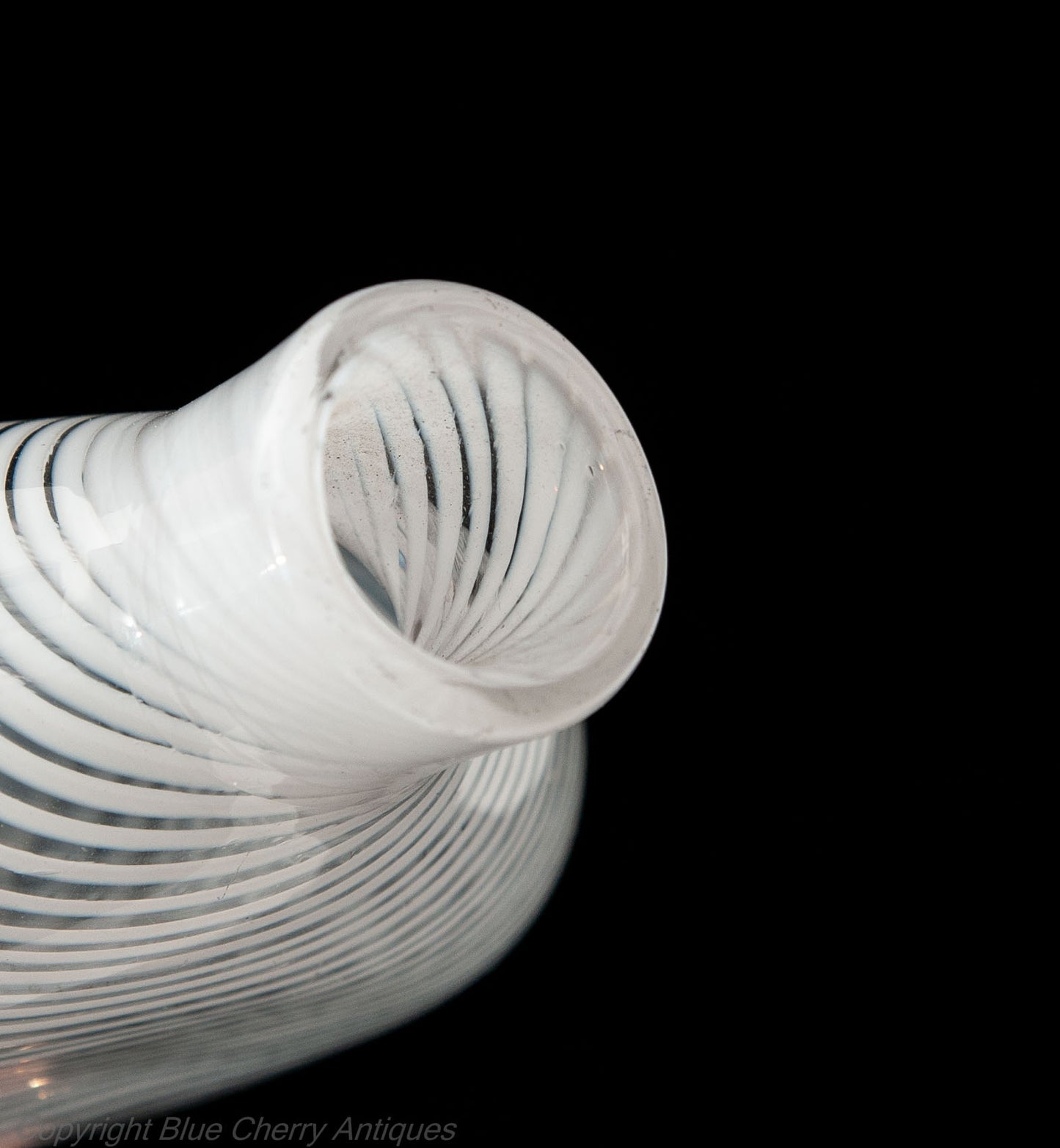 Antique Nailsea Bristol Glass White Spiral Band Decorated Drinks Flask c1860 (Code 1768)